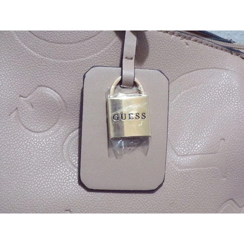 GUESS Handbag Women's Rose Pink‎ Faux Leather Logo Strap and Double Handle Zip